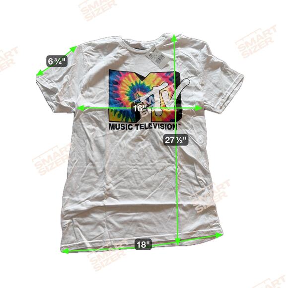 MTV Shirt Mens Small White Tie Dye Graphic Music Television Tee 100% Cotton - Picture 3 of 6